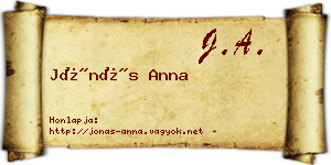 Jónás Anna névjegykártya
