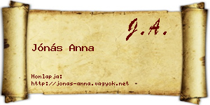 Jónás Anna névjegykártya